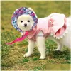 Cat Carriers Conses Carriers Dog Hat Pet Round Brim Princess Cap with ear Hole UV Protection Hats for Small Median