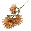 Ghirlande di fiori decorativi Una dalia finta 3 teste / Pece 21 Lunghezza Simation Crisantemo autunnale per la casa di nozze Goccia artificiale D Otoqp