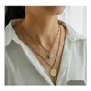 Collares pendientes Joyería de moda Doble capa Shell Bead Retro Metal Coin Necklace Drop Delivery Pendants Dh8Hy