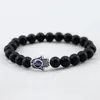 Strand Natural Stone 8mm Bead Matte Onyx للنساء والرجال أبيض Howlite Palm Hand Classic Pulseras Mujer