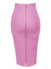 Юбки 16 Цветов XL XXL Сексуальная твердая молния Оранжевая черная красная белая розовая юбка Женская Эластичная кузовная юбка для летних карандаш 58 см 230217