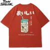 Men's T-Shirts Hip Hop Tshirt Men Japanese Kanji Letter Drink Print Embroidery T Shirt Streetwear Harajuku Summer Short Sleeve T-Shirt 230131