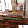 Pudełka na tkanki serwetki Creative Europe Rec serwetek w stylu retro pudełko książki luksusowy uchwyt do przechowywania stół dekoracja stolika upuść del otlmg