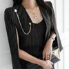 Women's Two Piece Pants Spring Autumn 2 Trouser Suits Elegant Women Temperament Formal Casual Striped Cloak Belt Coat Blazer Slim Set Outfit 230131