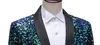 Ternos masculinos Blazers brilhantes lantejoulas verdes bling glitter blazer masculino colar de xale de um botão Tuxedo Suits blazer mass figurinos de festa de casamento 230130