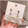 Dangle Chandelier Fashion Jewelry S925 Sier Post Earrings Rhinstone Flower Stud Drop Delivery Dh5Bd