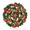 Brooches Wuli&baby Rose-flower Wreath For Women Christmas Year Flowers Party Office Brooch Pins Gifts