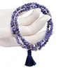 Charm Bracelets 6MM Natural Stone Layers Tibetan Buddhist Mala Bracelet With Tassel For Women Men Jewelry