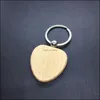 Keychains Lanyards Wood Keychain Round Rec Square Oval Heart Goose Egg Shape Key Rings Diy Wooden Keyring Holder Car Pendant G199F Dhwz0