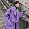 Herr ull blandar män Trench Coat Long Jacket Fleece Outwear Formal Office Work Casual Overrock