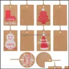 Décorations de Noël Diy Xmas Kraft Paper Merry Gift Tags Favor Cards Hanging With Matching String For Wedding Drop Delivery Home G Otlqr