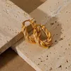 Orecchini a cerchio Boako Trendy 316 Twist Pattern in acciaio inossidabile per le donne Gioielli geometrici in oro 18 carati Pendientes Kolczyki