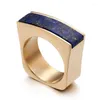 With Side Stones Gold Color Stainless Steel Fashion Ring For Women Wedding Jewelry Big Red Glass Stone Inlaid