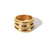 Klusterringar uworld vintage tjockt band 3 tier design klassiker med chunky 18k pvd guldpläterad rostfritt stål ringsmycken bijoux femme