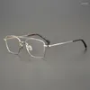 Zonnebrillen Frames Pure Titanium Glazen frame Men Optische modetrend Piloot Grote bril Vrouwen Recept vierkant met dubbele bundel brillen