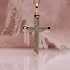 Hangende kettingen mode klassiek zirkon kruis ketting voor vrouwen trend religieus amulet sieraden cadeau