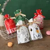 Kerstdecoraties 10 stks Candy Tas Santa Snowman Elk Bow Gifts Merry Cristmas Decoratie voor Home Xmas Tree Navidad Jaar 2023