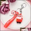 Party Favor New Keychain Keyring Christmas Snowman Reindeer House Jingle Bell Tree Wreath Stocking Snowflake Enamel Jewelry Gifts Pa Ot2Vm