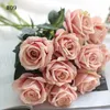 Декоративные цветы 5 шт/установки искусственные розы шелковые фальшивые розовые цветочные букет высококачественный свадебный дом