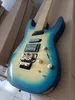 6 Strings Blue Electric Guitar with Floyd Rose Maple Fretboard Customizable