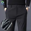 Pantalon pour hommes hiver chaud polaire épais affaires stretch slim fit taille élastique jogger coréen classique noir gris bleu pantalon mâle 230130