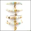 Bracelets de charme Bracelet en pierre naturelle Amazon Scrub cinq branches étoile feuille couronne pendentif perle livraison directe bijoux Dhwdz