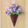 Decorative Flowers Artificial Melon Leaves Chrysanthemum Bundle Wall Pendant Hanging Basket Plastic Home Office Decoration