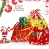 Kerstdecoraties 5 pc's cadeauzakje stoffen snoeptassen voor feest koekje goodie giveaways santa print