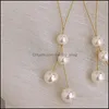 Charme Boucles d'oreilles coréennes Bijoux de mode Lumière Luxe Boucles d'oreilles de haute qualité Simation Perle Longue En gros pour les femmes 782 R2 Drop Livraison Dhnrl