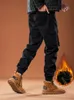 Men's Pants Winter MultiPockets Cargo Men Thick Fleece Liner Warm Joggers Male Streetwear Casual Cotton Thermal Trousers 230131