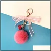 Party Favor Cute Bow Keychain Lace Ball Bag Plush Pendant Cartoon Car Key Chain For Women Or Cellphone Wq646 Drop Delivery Home Gard Dh9O0