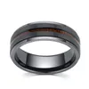 Wedding Rings 2023 Trendy 8mm Zwart wolfraam voor mannen Koa Wood Inlay Matbushed Bushed Finish Roestvrij stalen banden