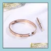 Bangle Love Screw Armband Designer Armband Luxury Jewelry Women Classic 5.0 Titanium Steel Alloy Goldplated Craft Colors Gold/Sie Dhhea