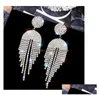 Dangle Chandelier Fashion Jewelry S925 Sier Post Earring Rhinestone Tassels Stud Earrings Drop Delivery Dhcsk