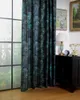Cortinas Retro verde semi sombreado ventana opaca pluma de pavo real terciopelo tela corta felpa sala de estar decoración cortina