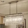 Candeliers Sala de jantar K9 Lustre de cristal Retângulo LED LED CHANDELIE Suspenda Lâmpada pendurada de metal leve Gold para viver