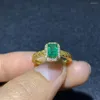 Cluster Rings Sale Style Natural Green Emerald Ring For Women Sieraden Gem Real 925 Silver Good Coior Girl Birthday Gift