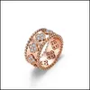 Band Ringen Sieraden Plated Caleidoscope Mens Diamond Ring Men Sliver Womens Minority Gold Design Gevoel voor mode Simple Rose Clover Dhiwz