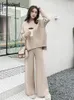 TRABALHOS Femininos Loribindwood Sweater Sweater Wide Pants Terno para mulheres Autumnwinter Korean Loose Fashion TwoPiece Set 230131