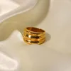 Klusterringar uworld vintage tjockt band 3 tier design klassiker med chunky 18k pvd guldpläterad rostfritt stål ringsmycken bijoux femme