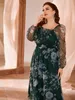 Plus -klänningar Toleen Size Women Dress for Elegant Lady Muslim Maxi Summer Floral Wide Long Large Clothing Evening Festival Party 230130