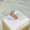 Cluster Rings 14K Rose Gold Wedding Bands Ring For Women Anillos De Diamond Gemstone Jewelry CN(Origin) Engagement Box Females