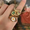 Cluster Rings Vintage Y2K Colorful Mushroom Butterfly For Women Men Trendy Aesthetic Lover Couple Friendships Finger Ring Jewelry