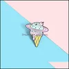 Pins Brooches Personality Ice Cream Pins Ornaments Space Sweet Cone Modelling Badge Lovely Accessories Baking Paint Brooch Versatil Dhnwp