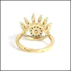 Bandringar h￶gkvalitativa bl￥ ond ￶ga ring kvinnlig tjej mode strass justerbar smycken guld bagu f￶r kvinnor valentiner dag dro dh53h