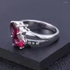 Cluster Rings GEM'S BALLET 2.94Ct Natural Rhodolite Garnet Double Hearts Of Love Ring 925 Sterling Silver Engagement For Women Jewelry