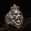 Bandringar Punk Animal Crown Lion Ring f￶r m￤n Manliga gotiska smycken 714 Big Size228T Drop Delivery DHMJS