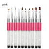 Nail Art Kits 3Colors 10Pcs Crystal Pole Brush Set Girl Carving Fan Shaped Shinny Drawing Polishing Pen Manicure Tool