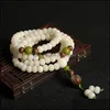 Charm Bracelets Natural Stone Bodhi Root Wrap White Jade Buddhist 108Pcs Buddha Beads Rosary Bodhis Bracelet For Women 134C3 Drop De Dhiz6