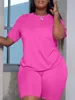 Survêtements grande taille pour femmes LW deux pièces ensemble costume d'été haut à manches courtes et pantalon ensemble décontracté femmes vêtements de sport Slim 230130